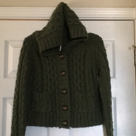 Free People green hooded sweater size medium - Picture 2 of 6